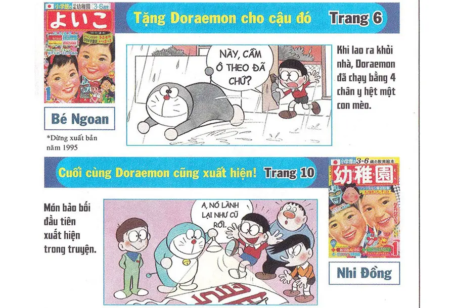 Chương mở đầu Doraemon đăng trên tạp chí Bé Ngoan và Nhi Đồng